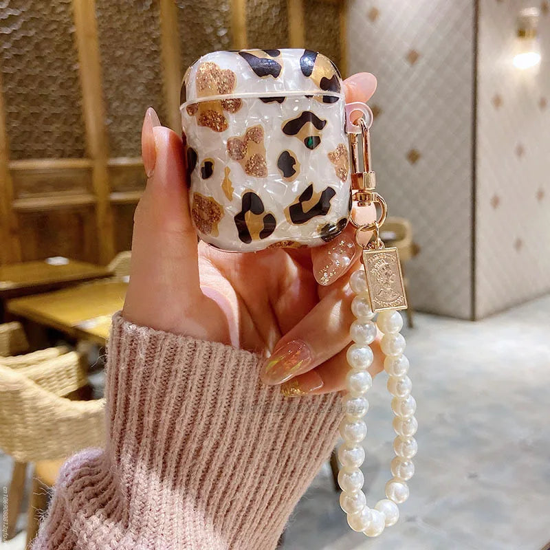Pearl Earphone Cases For Airpods Pro 2 Leopard Pendant Headphone Protective Cover For Apple Airpod 3 Pro 2 1 3rd Generation Case