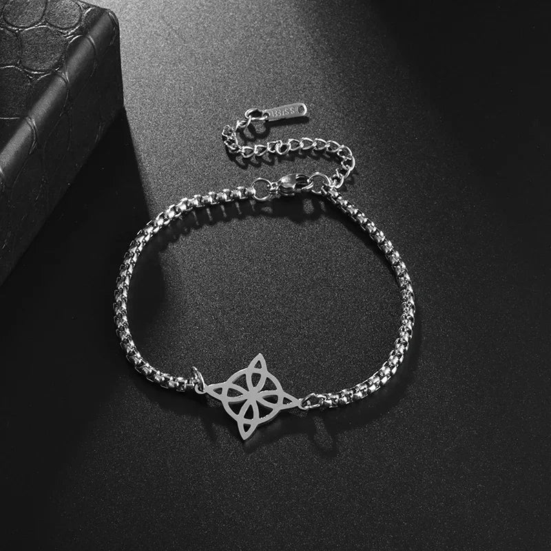 Stainless Steel Witchcraft Witch's Knot Adjustable Bracelet for Men Women Irish Celtic Supernatural Lucky Jewelry