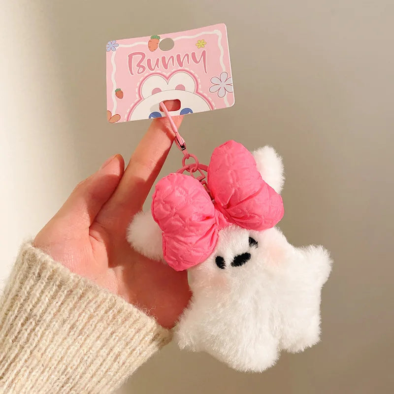 1Pc Kawaii Rabbit Plush Keyring Ornament Lovely Plush Animal Bowknot Keychain for Women Girls Versatile Bag Charm Pendant Gifts