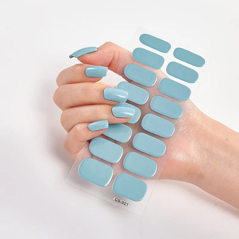 Baking Free Nail Stickers Wholesale Gradient glitter Nail Stickers Simple Waterproof Nail Sticker Full Color Solid Color Sticker