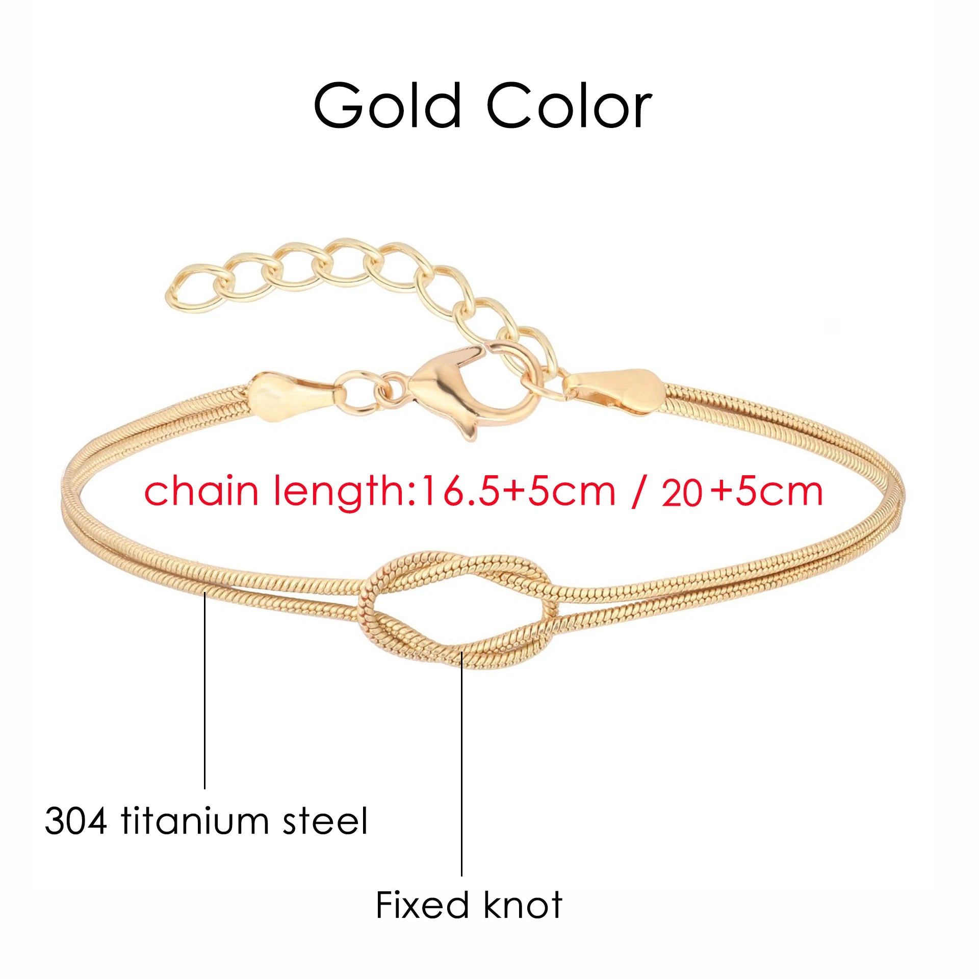 Knotted Snake Chain Bracelet For Couple Stainless Steel Gold Color Handmade Knot Hand Accessories Valentine's Day Jewelry Gifts