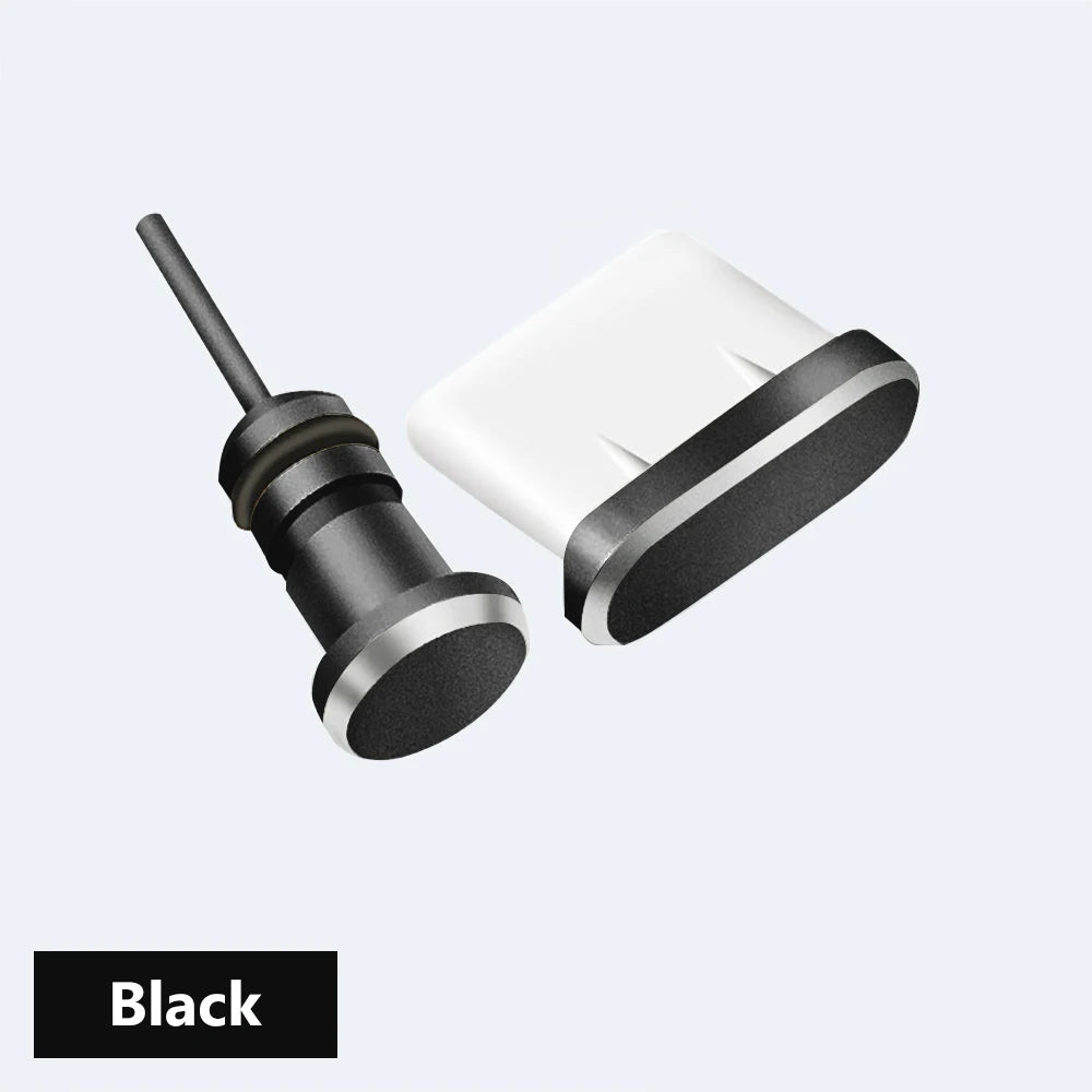 Metal Type C Dust Plug 3.5mm Earphone Jack Sim Card Pin Port Anti-dust Plug Cover Cap for Samsung Huawei Xiaomi iPhone Dust Plug
