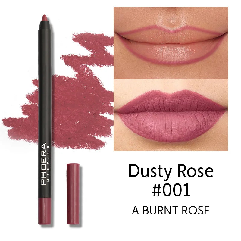 12 Color Lip Liner Pen Smudge-proof  Longwear Rich Lips Colors Smooth Application Color Sensational Shaping Lip Liner Lip Makeup