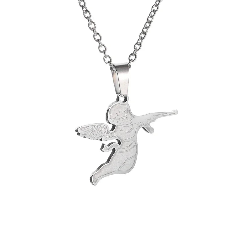 Hip-Hop Iced Out Spades Playing Card Necklace Men\'s Personalized Street Hip-Hop Rock Trend Jewelry Cool Luck Necklace