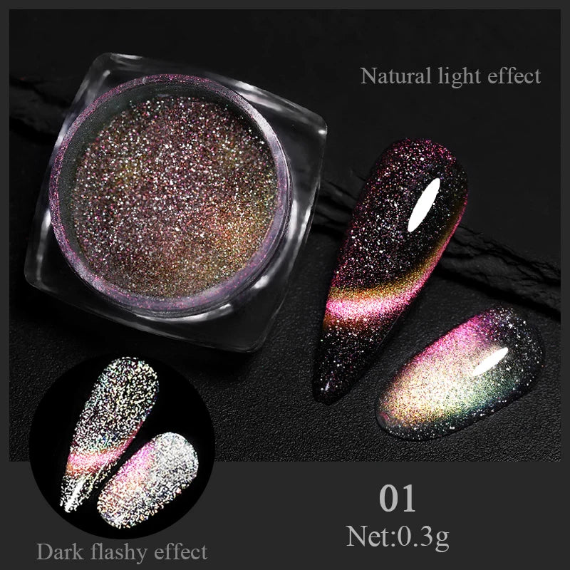 1 Box Red Cat Magnetic Powder Water Light Pink Cat Magnetic Effect Nail Chrome Pigment Dust Manicure New Year Nail Art Supplies