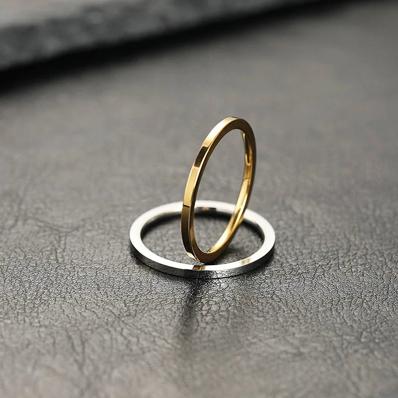 2mm Super Fine Stainless Steel Rings Japan Korea Fashion Flat Inside Spherical Titanium Ring Jewelry Accessories