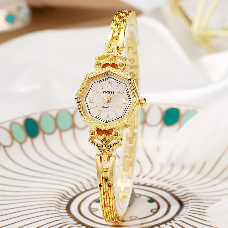 Brand Gold Quartz Watch Women Polygonal Dial Ladies Bracelet Watch Luxury Gift Wristwatches Dropshipping Relojes Para Mujer