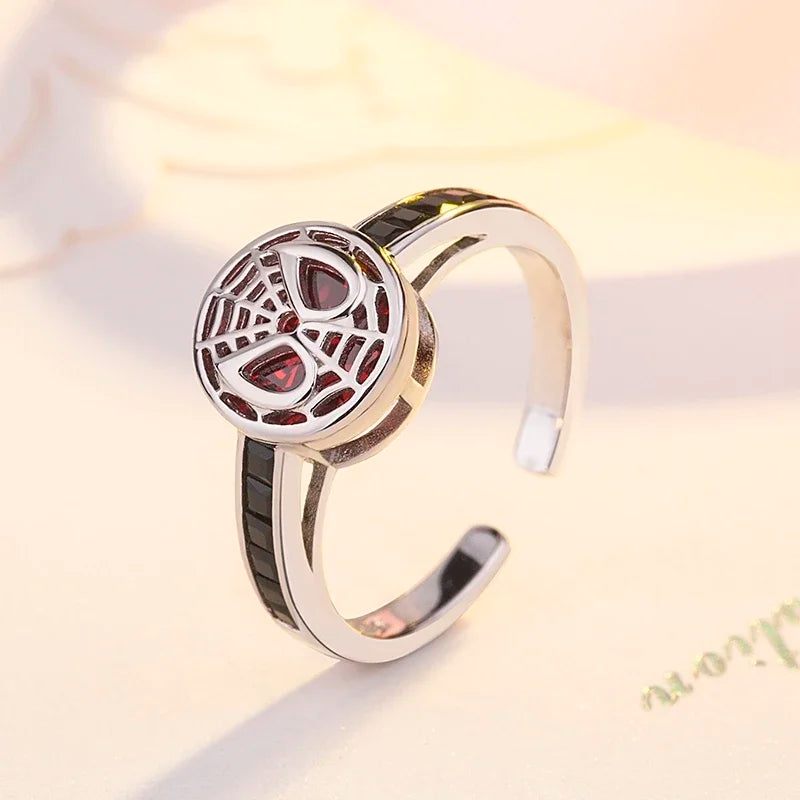 Exquisite Red Spider Mask Zircon Ring Suitable for Men and Women Halloween Fashion Casual Party Jewelry Accessories Gifts