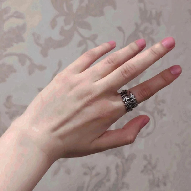 Vintage Punk Centipede Couple Ring Gothic Geometric Spine Five Finger Rings Hip Hop Hyperbole Anime Ring Jewelry