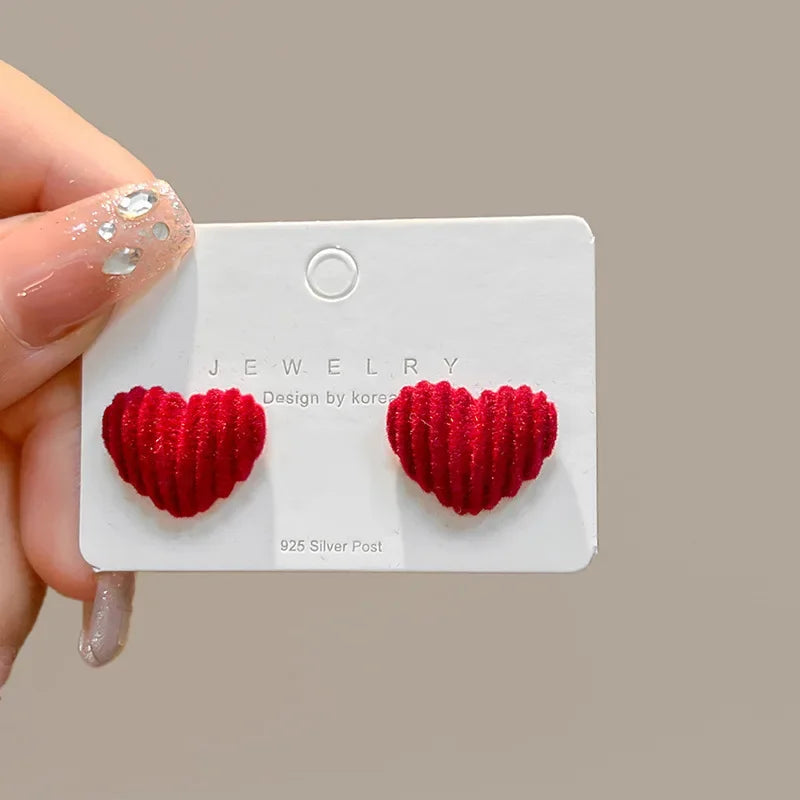 Retro Style Red Bowknot Stud Earrings for Women Girls Simple Earings Piercing Aesthetics Elegant Earrings Christmas Jewelry Gift