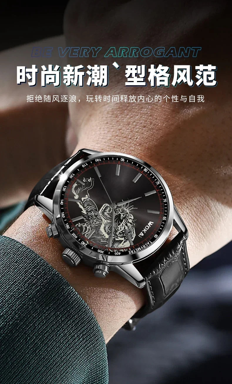 GENEVA High Quality Men's Luxury Belt Fashion Quartz Watch Men Round Business Student Sport Waterproof Glow