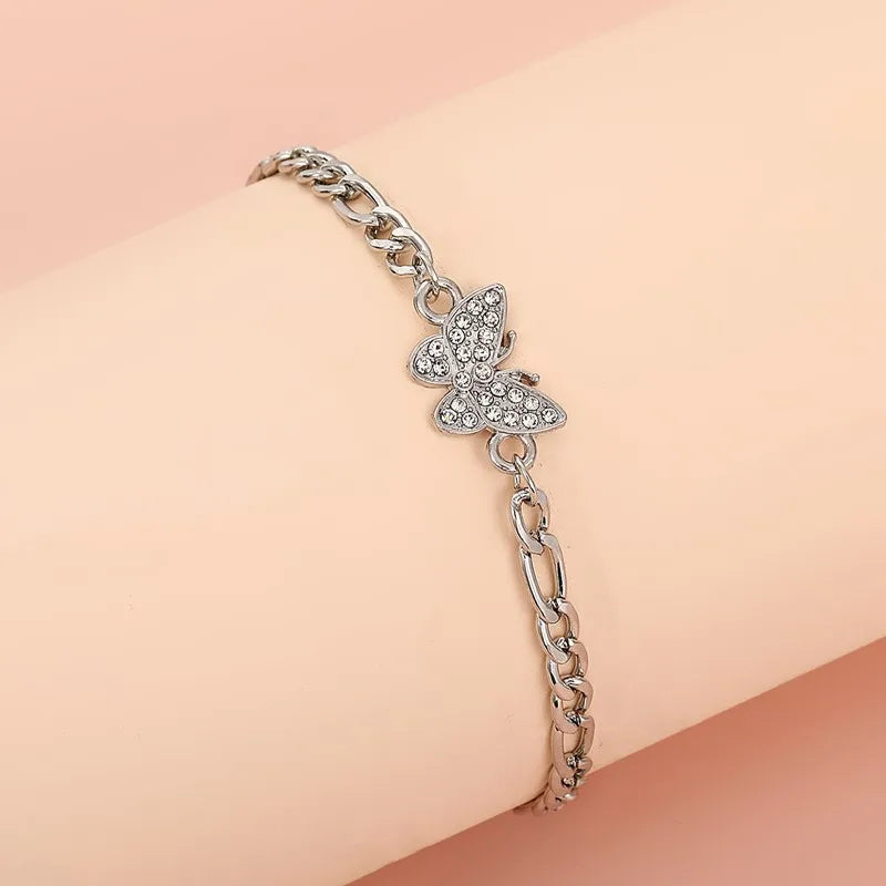 New Fashion Bohemia Butterfly Anklet Rhinestone Chain Foot Chain Jewelry For Women Summer Beach Anklet Butterfly Barefoot Chain