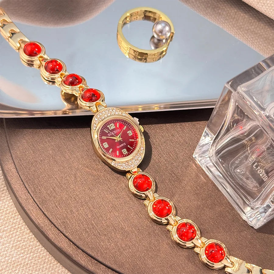 Luxury Bracelet Women Watches New Ladies Yuanbao Shaped Rhinestone Inlaid Women's Quartz Wristwatch Fashion Watches Dropshipping