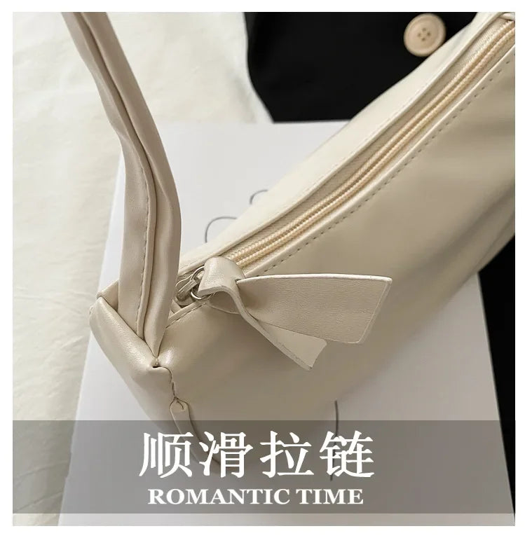 New PU Leather Women's Handbags Solid color Underarm Bag Fashion Armpit Shoulder Bag Simple Design Girls Small Shoulder Bags