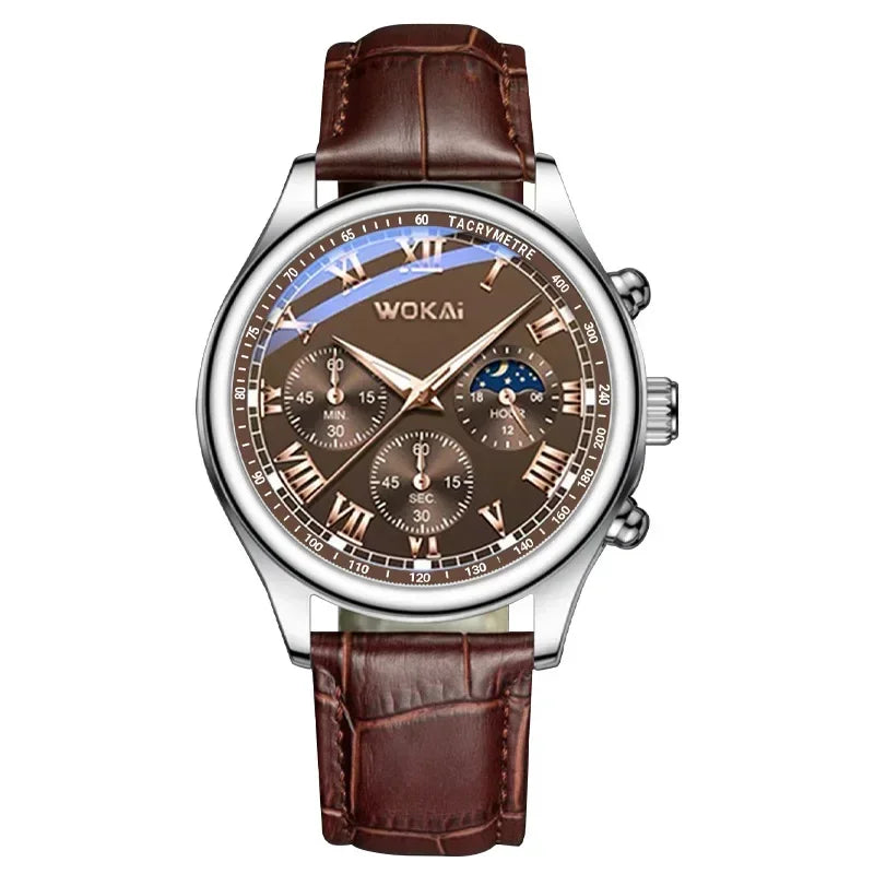 GENEVA High Quality Men's Luxury Belt Fashion Quartz Watch Men Round Business Student Sport Waterproof Glow