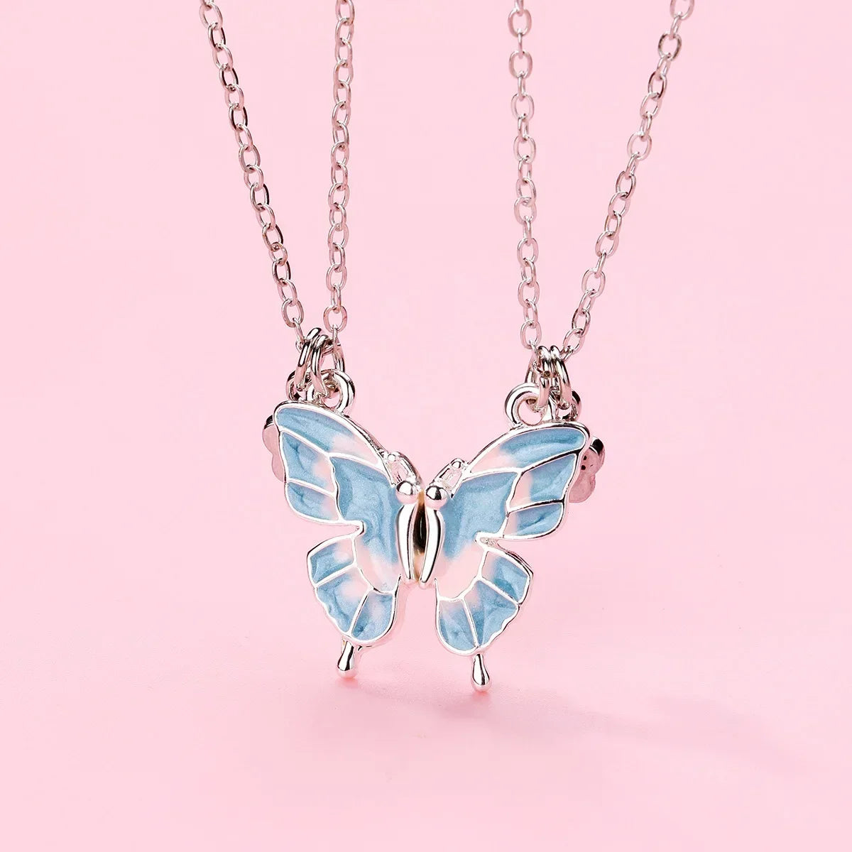 Best Friends Pendant Necklace For Woman Girls Magnetism Sequin Couple Crystal Chain Choke BFF Friendship Forever Jewelry Gift