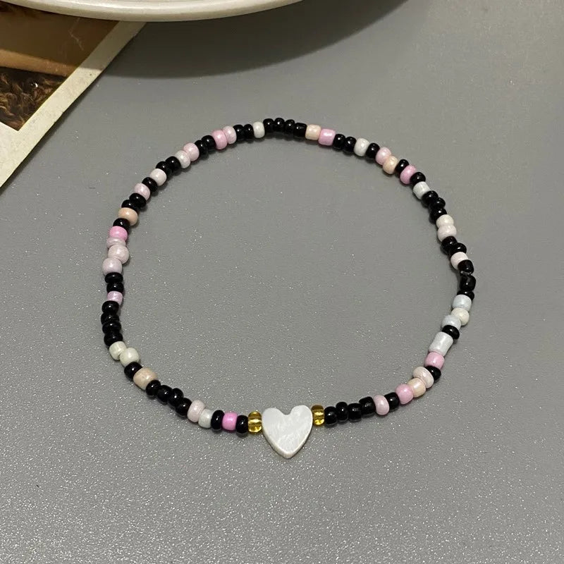 Small Glasses Beads Bracelet for Girl Women Nature shell Love Heart Hand Jewelry Gift for Friend Wholesale  Dropshipping