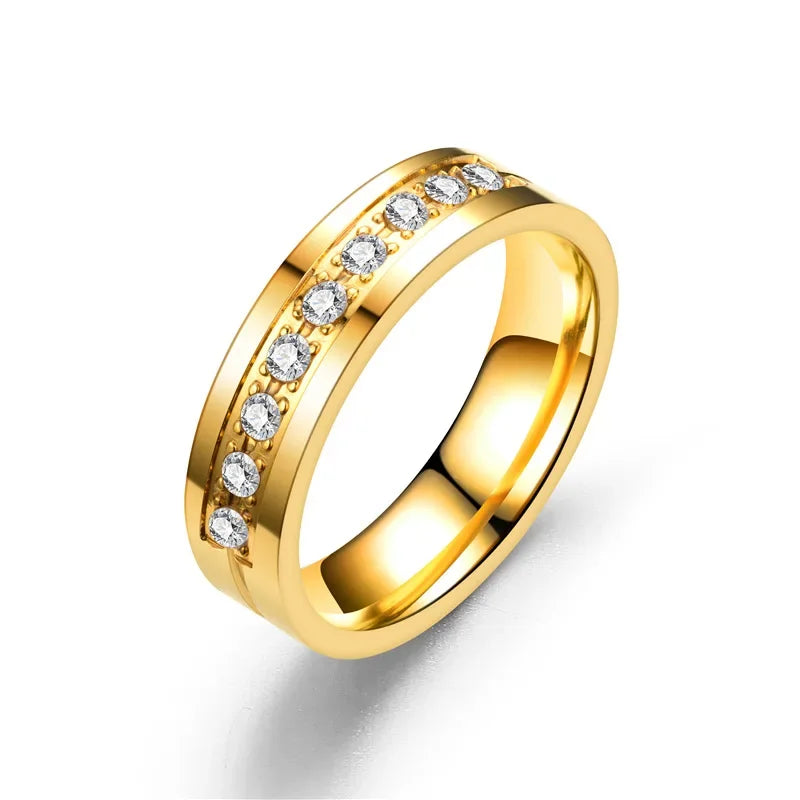 Fashion Wedding Bands Rings for Women Men Love Gift Gold-color Trendy Stainless Steel Promise Couple Jewelry Gifts