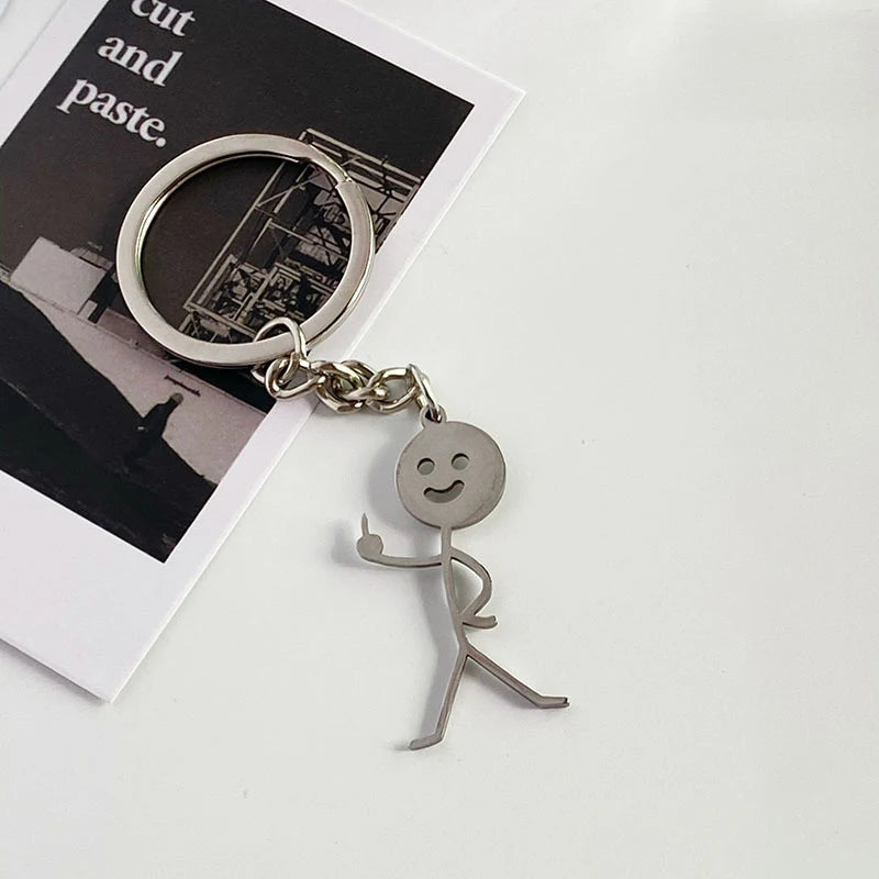 1PC Interesting Match People Than Heart Middle Finger Couple Keychain Car Personality Cute Funny Student Car Pendant Accessories