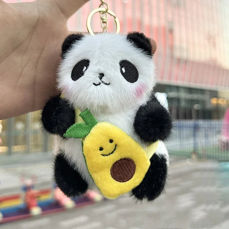 Cute Panda Plush Keychain Cartoon Kawaii Animal Soft Stuffed Doll Keyring Bag Pendant Charms Backpack Decoration Girls Gift