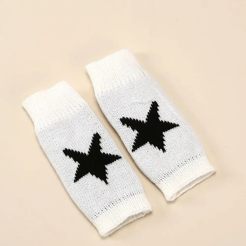2024 Y2k Knitted Gloves Half Finger Star Gloves Winter Warm Woolen Pentagram Soft Hand Fingerless Emo Gloves Preppy Mittens