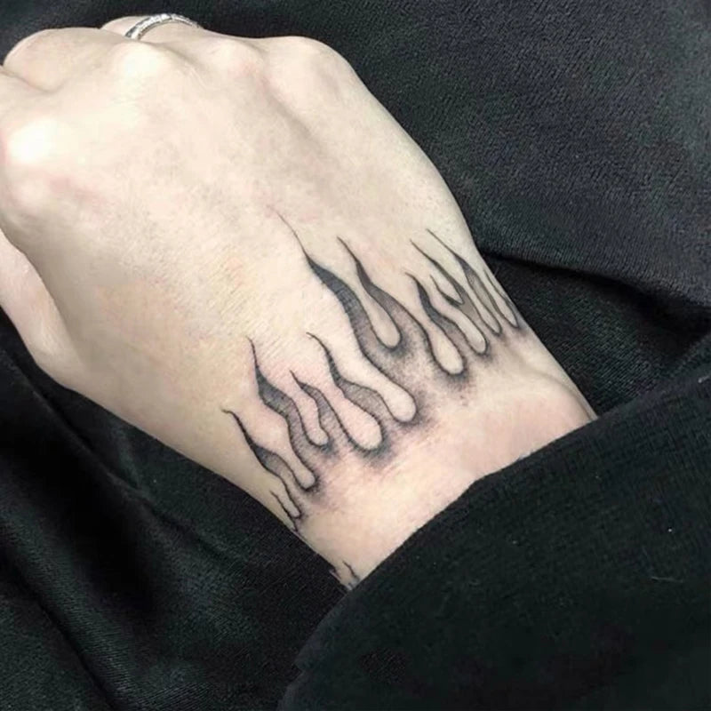 Waterproof Temporary Tattoo Sticker Neck Black Gothic Punk Devil Bull Cross English Letters Flash Tatoo Fake Tatto for Woman Men