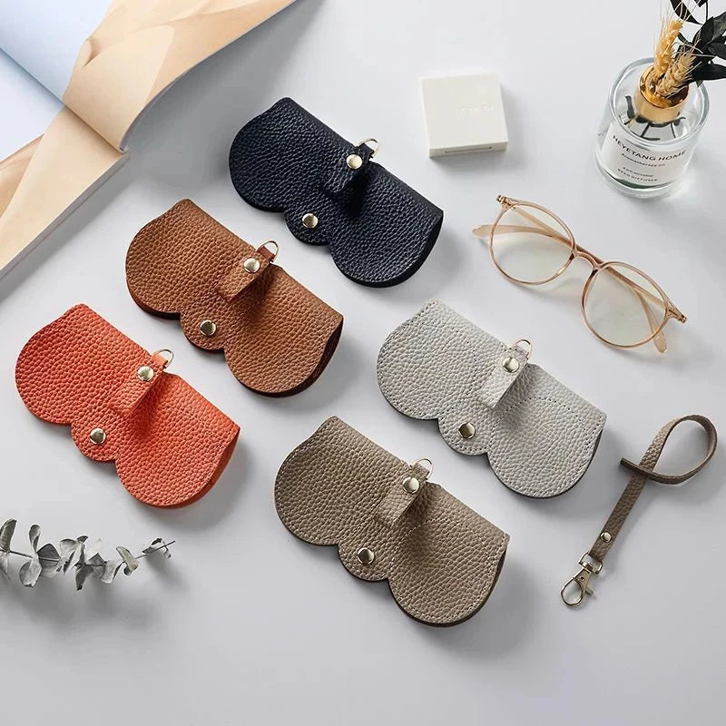 New PU Sunglasses Bag Portable Eyeglass Case Sunglasses Protection Cover Cute Eyeglass Clip Simple Eyeglass Bag Pendant