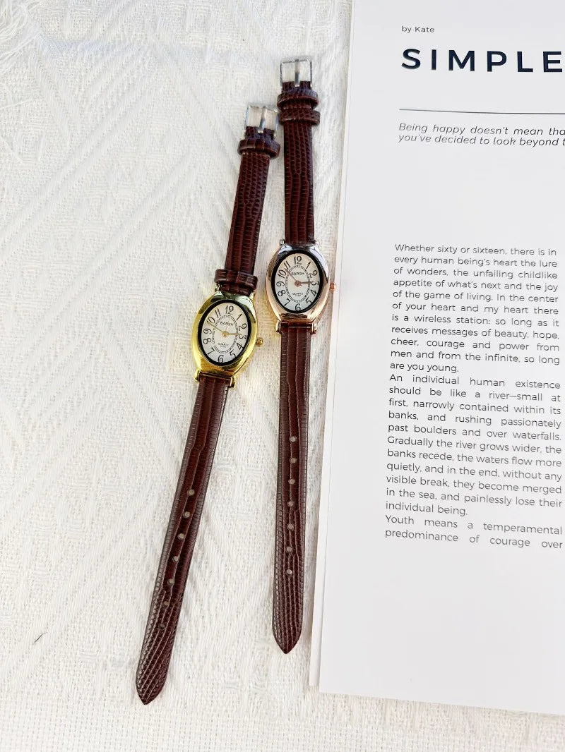Fashion Oval Dial Women Watches Luxury Leather Strap Retro Ladies Quartz Watch Dropshipping Reloj De Mujer 시계 여성