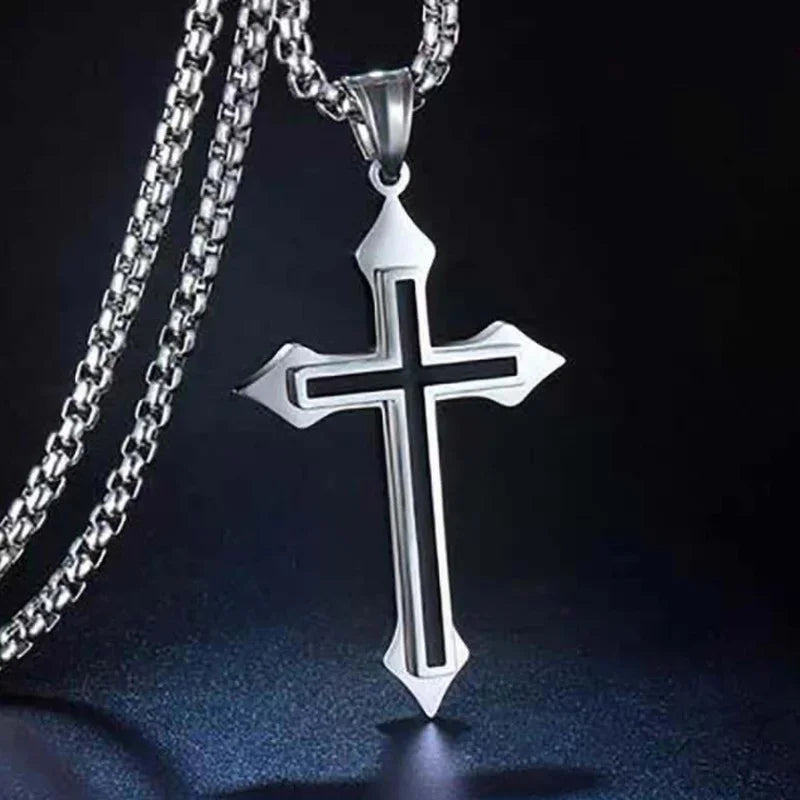 Vintage Jesus Christ Cross Pendant Necklace Men Women Catholic Religious Lucky Faith Jewelry