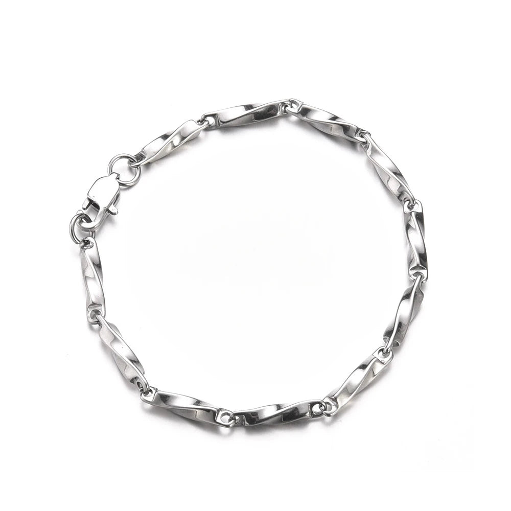 Stainless Steel Men Charm Bracelet Punk Vintage Twisted Woven Bangles for Women Fashion Casual Bracelets Bangle Chains Jewelry