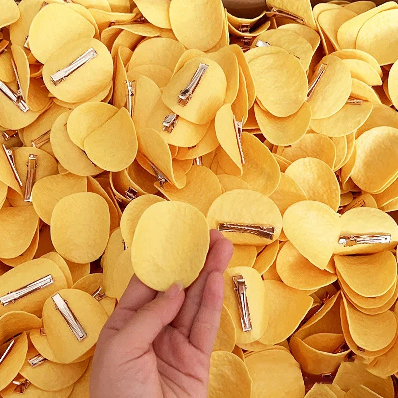 1PC Funny Simulated Potato Chip Hairpin Hair Clips For Girls Hair Cute Creative And Funny Hair Accessories For Students