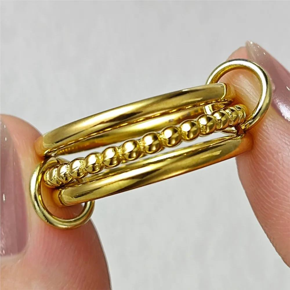Round Bead Stacking Rings For Women Minimalist INS New Gold Color Stainless Steel Spinelli Ring Men Party Fashion Jewelry Gifts