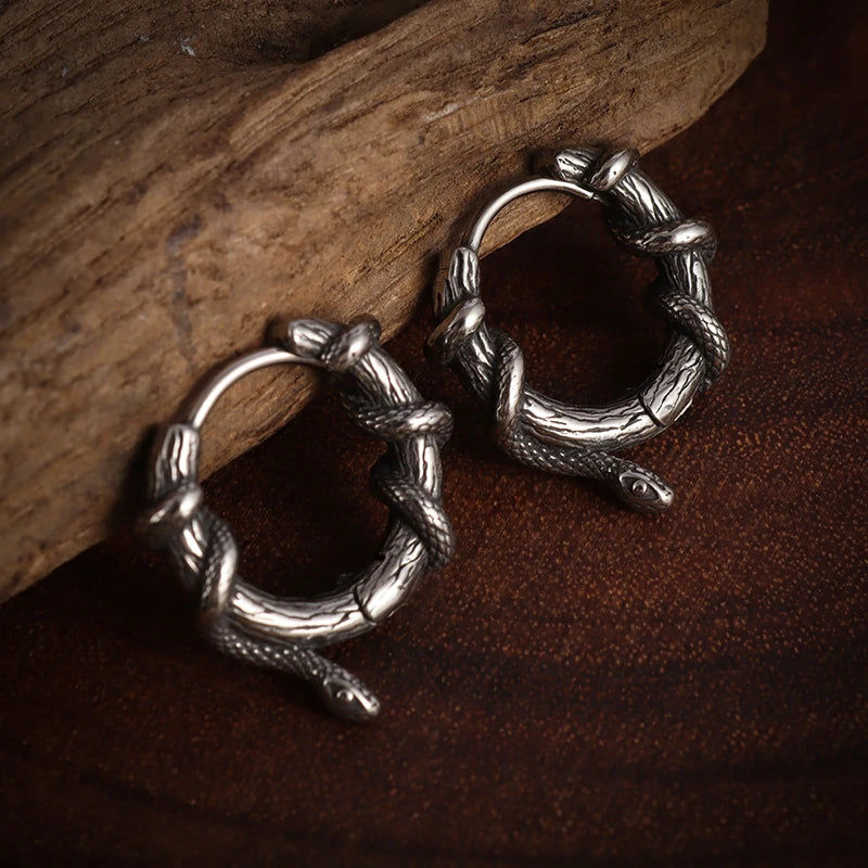 Fashion Personality Creative Snake Winding Plant Vine Hoop Earrings for Men Women Daily Wear Hypoallergenic Luxury Jewelry