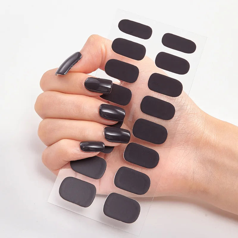 Baking Free Nail Stickers Wholesale Gradient glitter Nail Stickers Simple Waterproof Nail Sticker Full Color Solid Color Sticker