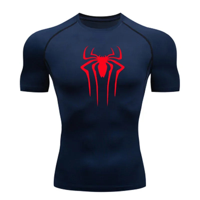 New Compression Shirt Men's Spider Print Fitness Gym Sport Running T-Shirt Rashgard Tops Quick Dry Short Sleeve T-Shirt For Men