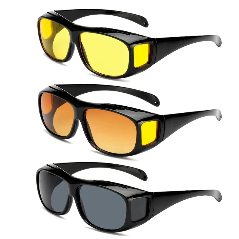 Motorcycle Driving Goggles Car Night Vision Sunglasses Unisex Driver HD Night Day Driving Wrap Around Anti Glare Sun Glasses