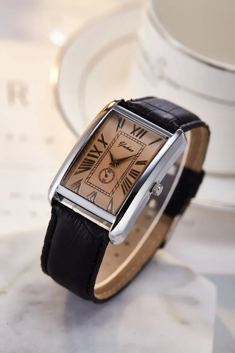 Couple Quartz Watch Luxury Rectangle Dial Women Men Leather Band Watches Luxury Gift Casual Wristwatch Relojes Para Mujer