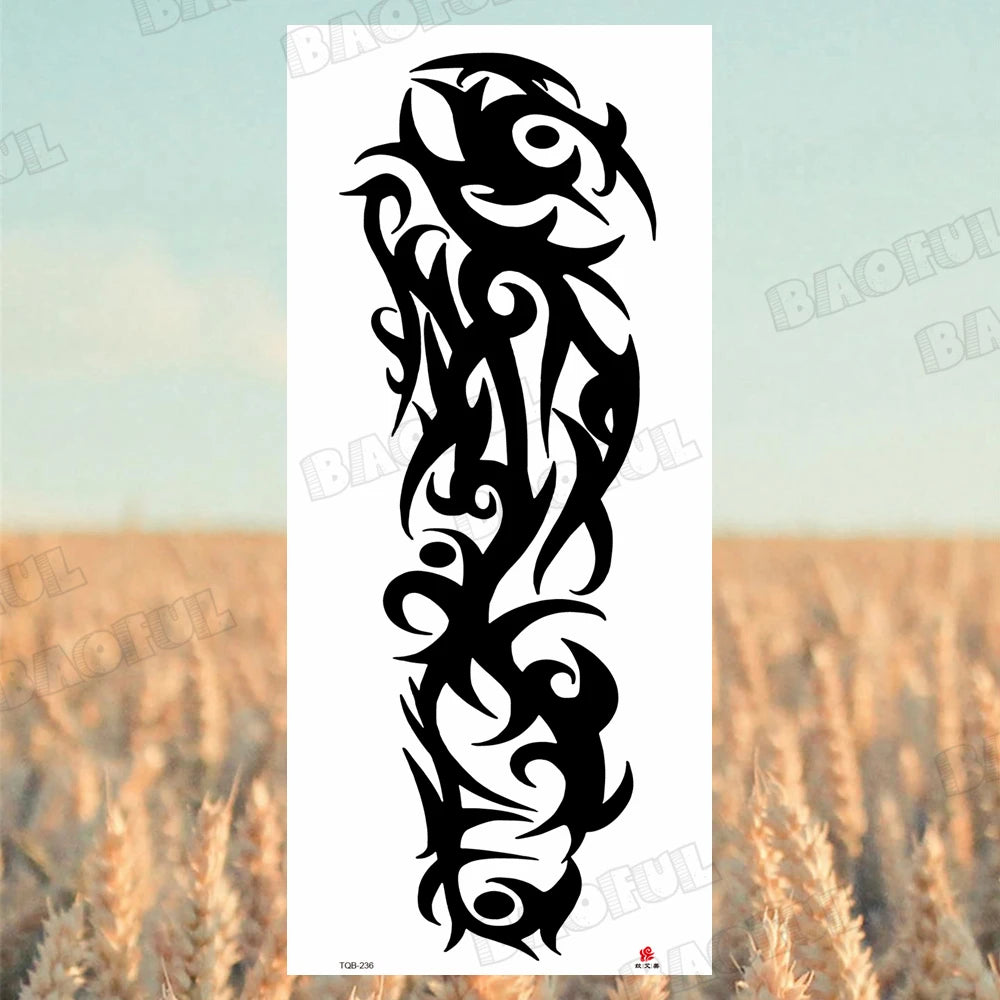 Arm Sleeve Temporary Tattoos For Women Men Realistic Wolf Lion Rosette War Maori Flower Fake Tattoo Stickers Sexy Thigh Tatoos