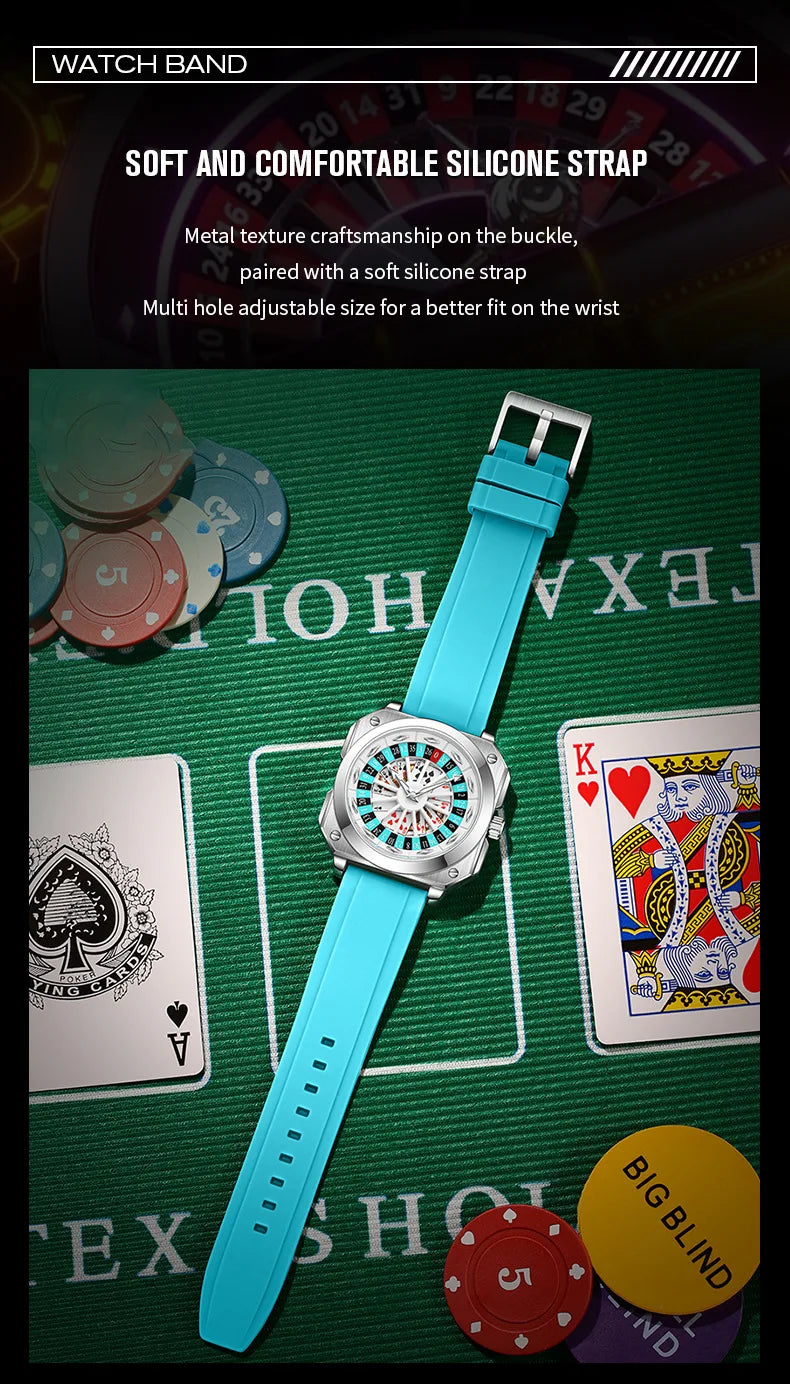 Luxury 360° Rotating Dial Watch – Waterproof Quartz Timepiece with Premium Silicone Strap