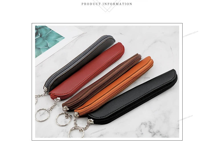 Creative Portable Pen Bag Retro Style Minimalist Tablet Stylus Protective Case PU Pencil Bag Zipper Pen Case