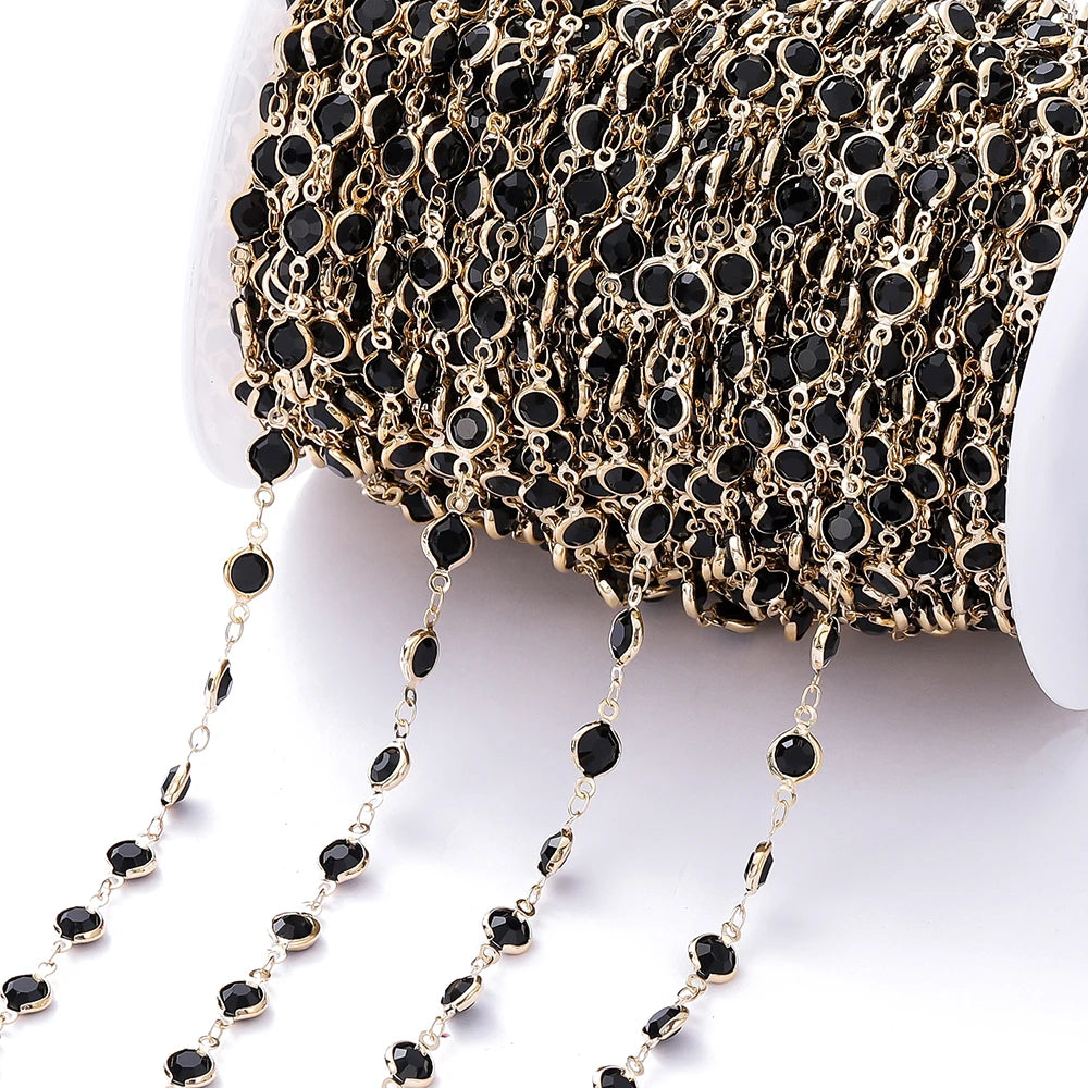 1Meter Colorful Glass Crystal Beads Chain Copper Chains For Necklace Bracelet Jewelry Making DIY Components Accessories