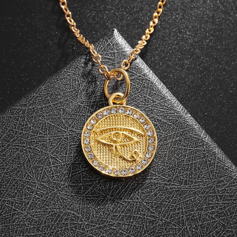 Ancient Egyptian Pharaoh Life Anka Cross Stainless Steel Necklace Anubis Totem Pendant Men\'s Amulet Jewelry Leather Rope Chain