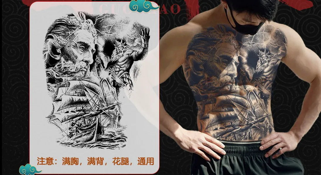 Angel Wings God Tattoo Stickers Realistic Juice Ink Semi Permanent Full Back Body Tattoo Temporary Lasting 2 Weeks Men Adult
