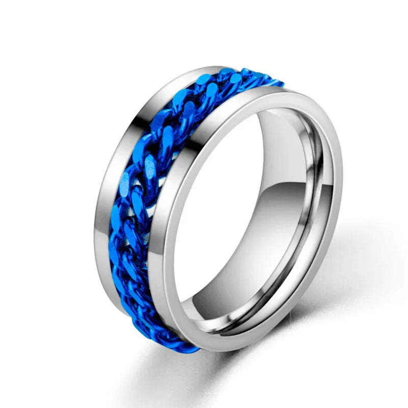 Titanium Steel Rotatable Chain Rings for Men Women Spinner Ring Anti Stress Multifunctional Rings Bottle Opener Ring Club Gift