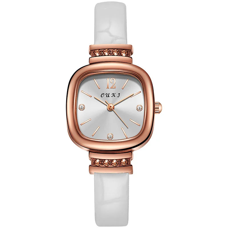 Small Square Watch with Rhinestones for Women Simple Casual Fashion Small Green Quartz Watch Ladies Wrist Watches Reloj Mujer