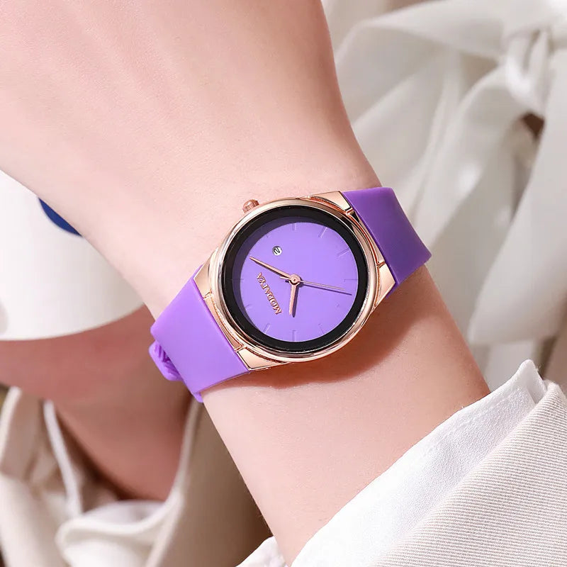 Silicone Strap Quartz Watch Student Watches New Calendar Wristwatch Minimalist Fashion Women Luxury Reloj Mujer Dropshipping