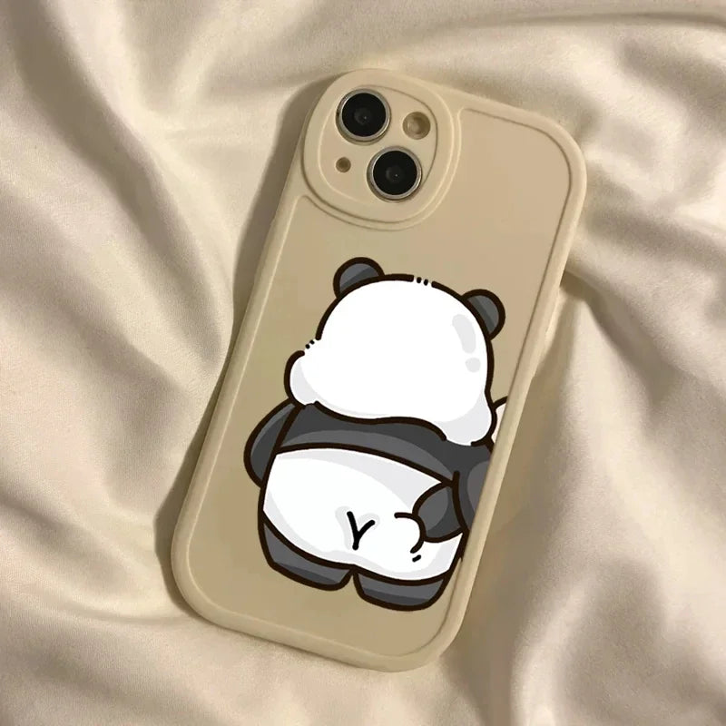 Funny Cartoon pinch butt bear rabbit Couple Phone Case for IPhone 14 13 12 15 11 Pro Max Mini 7 8 Plus SE X XR XS Max Soft Cover