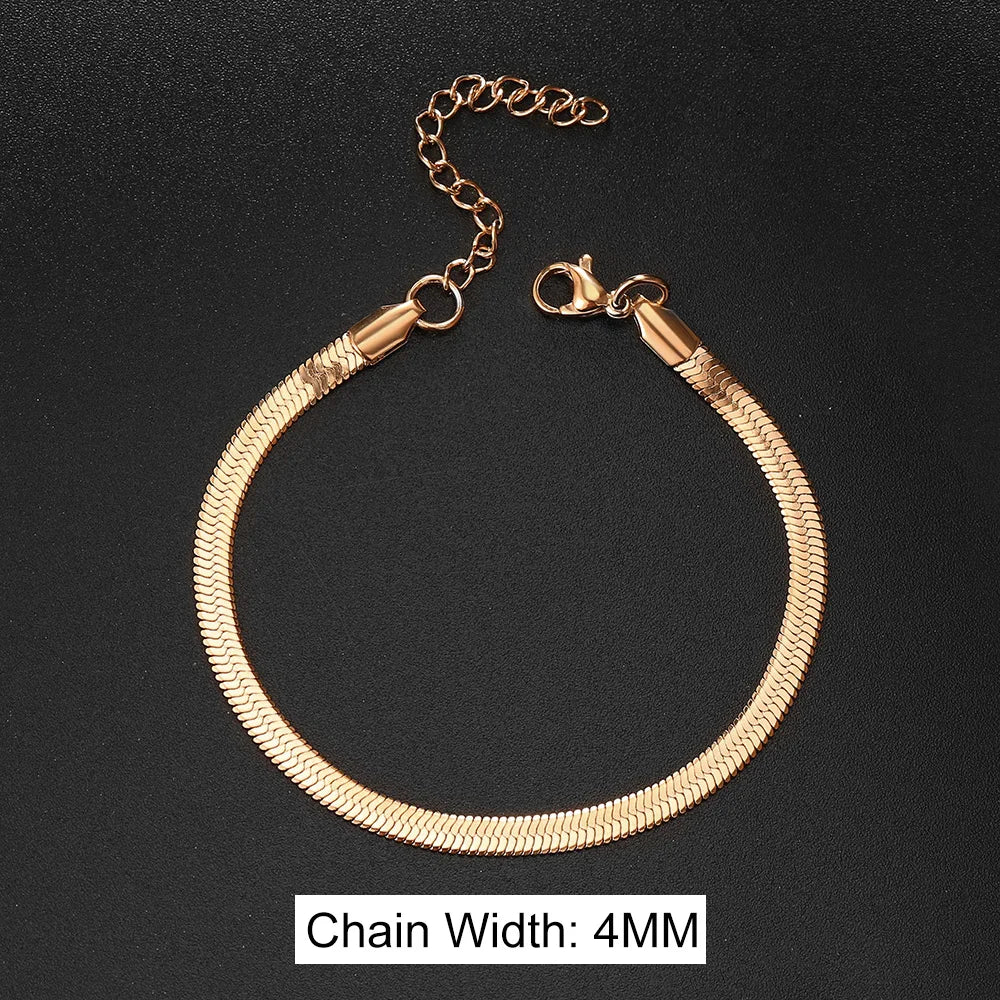 Men's Bracelet Homme Stainless Steel Blade Chain Bracelet for Men Snake Chain Couple Bracelets Valentines Gift Jewelry Wholesale