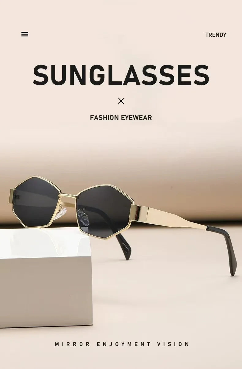 Fashion Hexagon Sunglasses Women 2025 Luxury Brand Design Unique Polygon Sun Glasses Men Vintage Small Frame Eyewear Shades