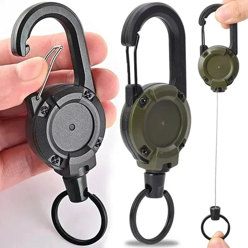 1Pcs Anti-theft Metal Easy-to-pull Buckle Rope Elastic Keychain Sporty Retractable Key Ring Anti Lost Yoyo Ski Pass ID Card